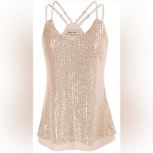 GRACE KARIN Sparkle Shimmer Camisole Double Strap Sequin Tank Top Large